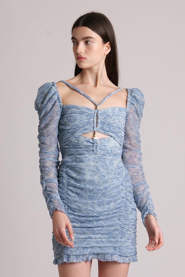 Sabina Musáyev STEPHANIE DRESS SOFT CASUAL AQUA PRINT