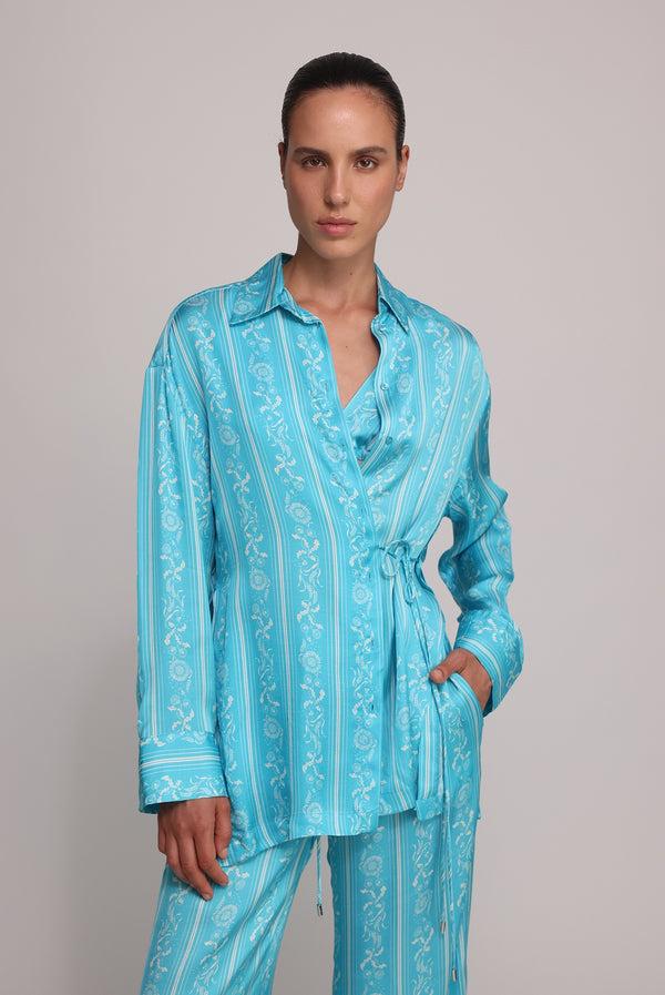 sabina musáyev TRINNY TOP SOFT CASUAL TURQUOISE PRINT