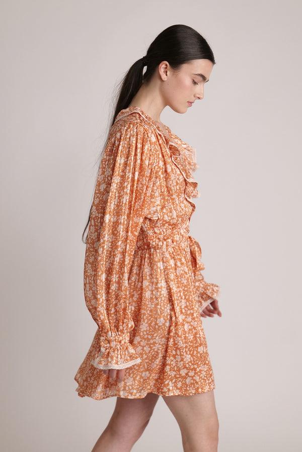 Sabina Musáyev TRISHA DRESS SOFT CASUAL TANGERINE PRINT