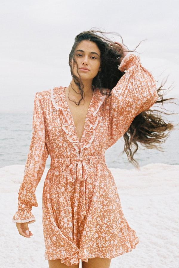 Sabina Musáyev TRISHA DRESS SOFT CASUAL TANGERINE PRINT