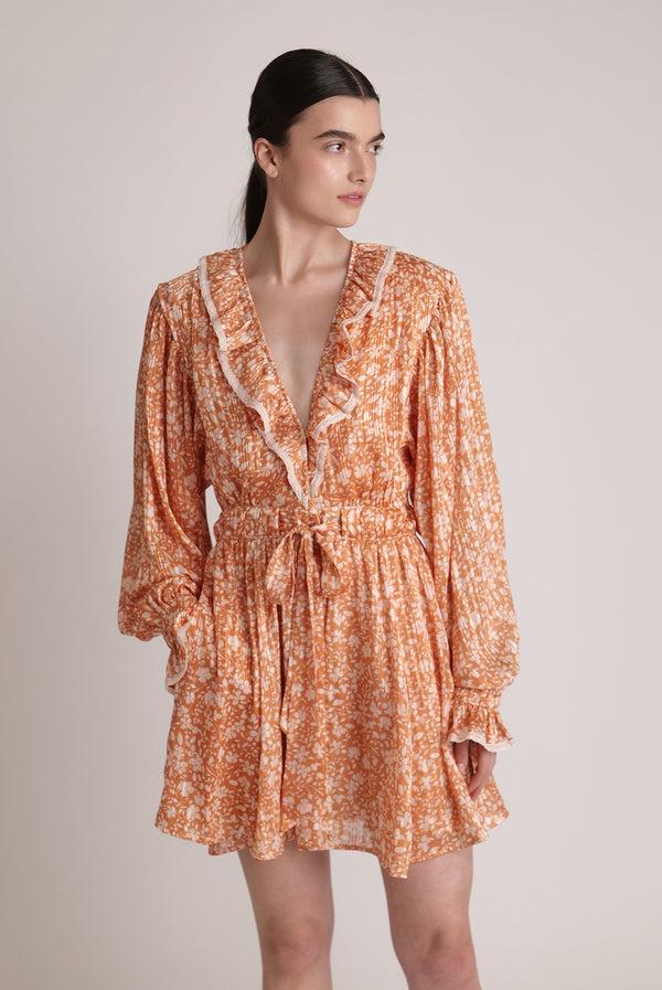 sabina musáyev TRISHA DRESS SOFT CASUAL TANGERINE PRINT
