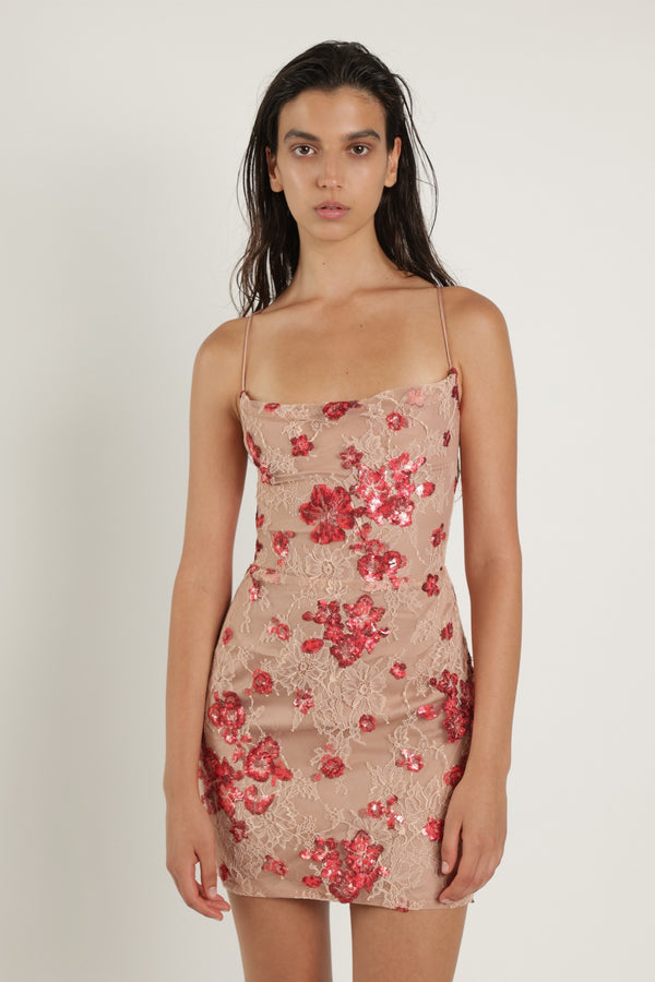 sabina musáyev TRIXI DRESS SUMMER SALE 50% OFF RED ON NUDE