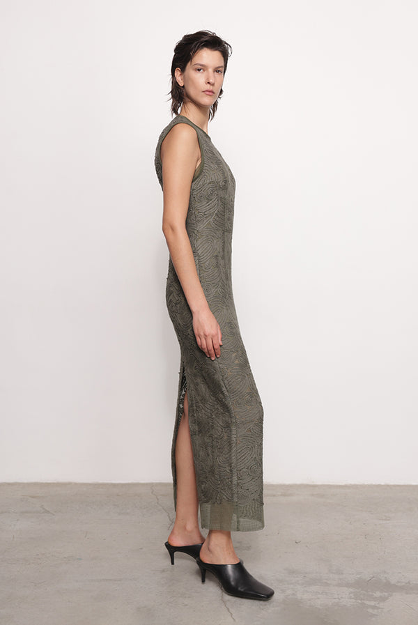 Sabina Musáyev TULLIO DRESS PRE FALL WINTER 25/26 OLIVE GREEN
