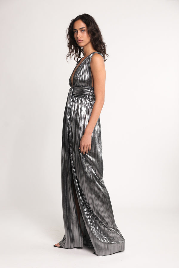 Sabina Musáyev VITTA DRESS EVENING WEAR DARK SILVER