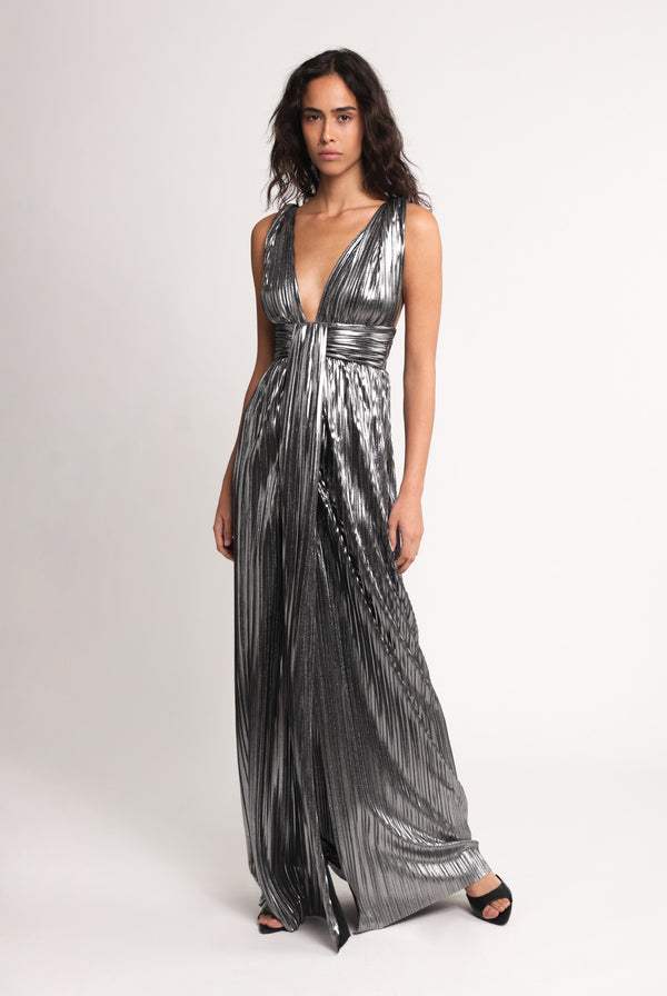 Sabina Musáyev VITTA DRESS EVENING WEAR DARK SILVER