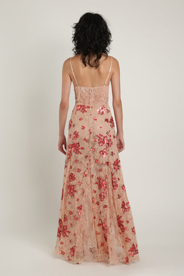 Sabina Musáyev VIVIAN DRESS EVENING WEAR RED ON NUDE