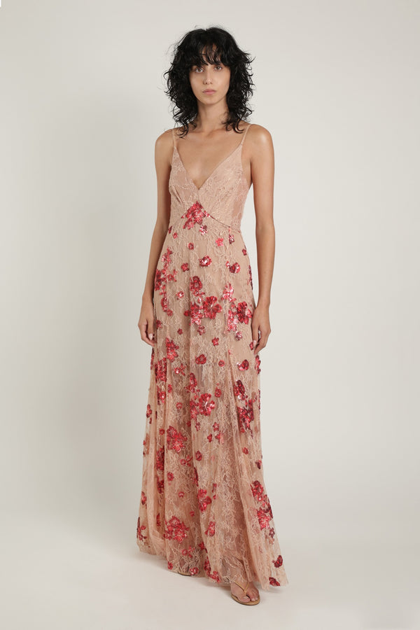 sabina musáyev VIVIAN DRESS EVENING WEAR RED ON NUDE