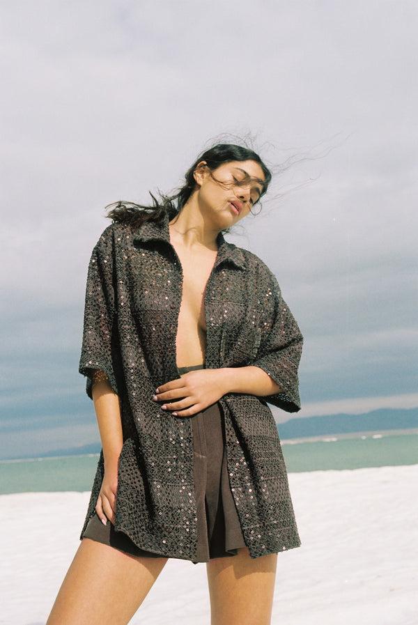 Sabina Musáyev ZENA TOP SUMMER SALE 50% OFF DARK BROWN