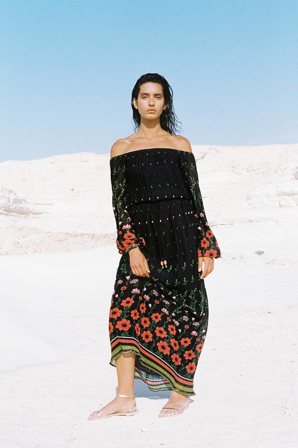 Sabina Musáyev ZINNIA SKIRT SUMMER SALE 50% OFF BLACK PRINT