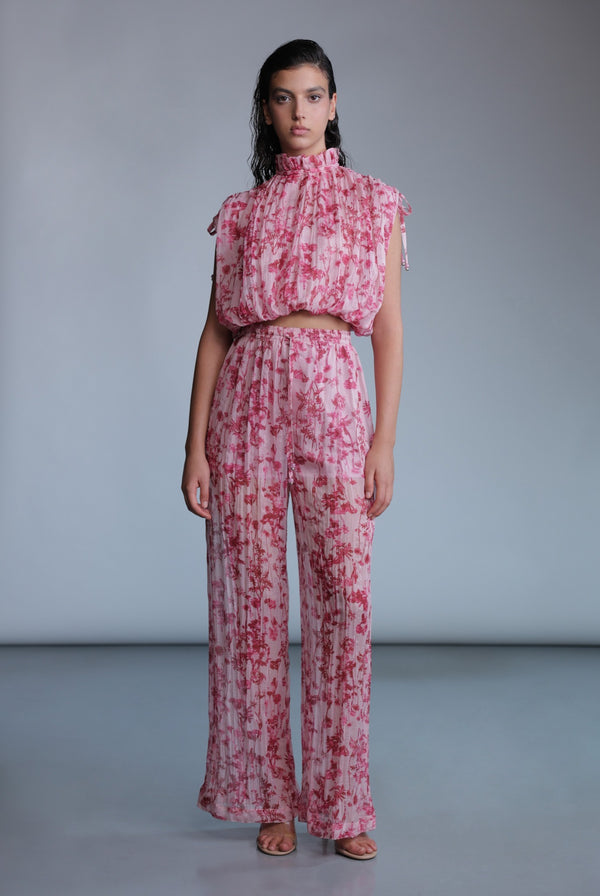 sabina musáyev ZIRA PANTS SOFT CASUAL PEONY PINK PRINT