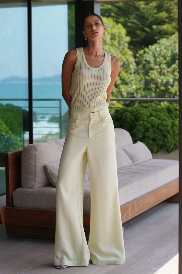 Sablyn ADRIANNA EXAGGERATED WIDE LEG PANT | PALE CITRON