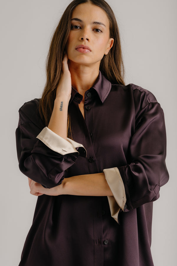 Sablyn BENTON COLORBLOCK SLOUCHY SILK BUTTON DOWN | OAK TREE MULTI