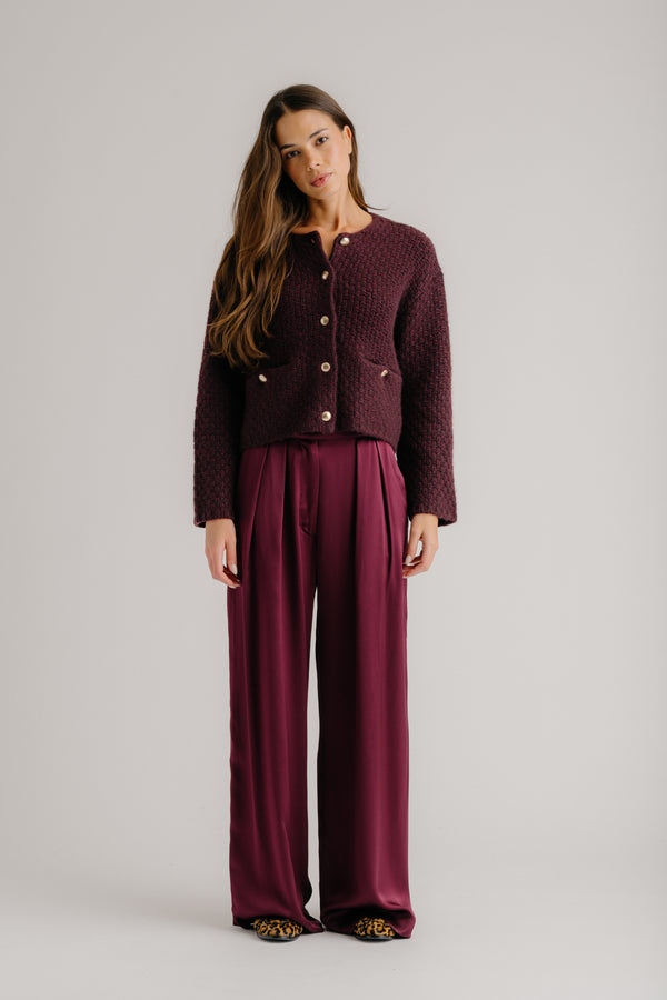 Sablyn BROOKE HIGH RISE DOUBLE PLEAT TROUSER | BORDEAUX