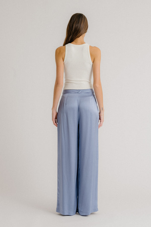 Sablyn BROOKLYN DOUBLE PLEAT SILK TROUSER | PERIWINKLE
