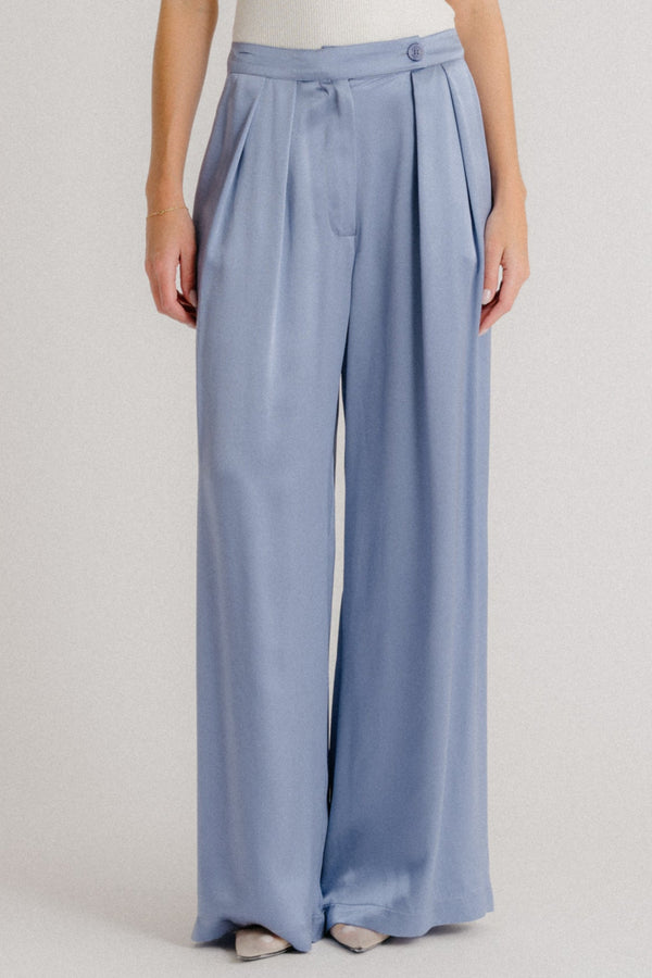 Sablyn BROOKLYN DOUBLE PLEAT SILK TROUSER | PERIWINKLE