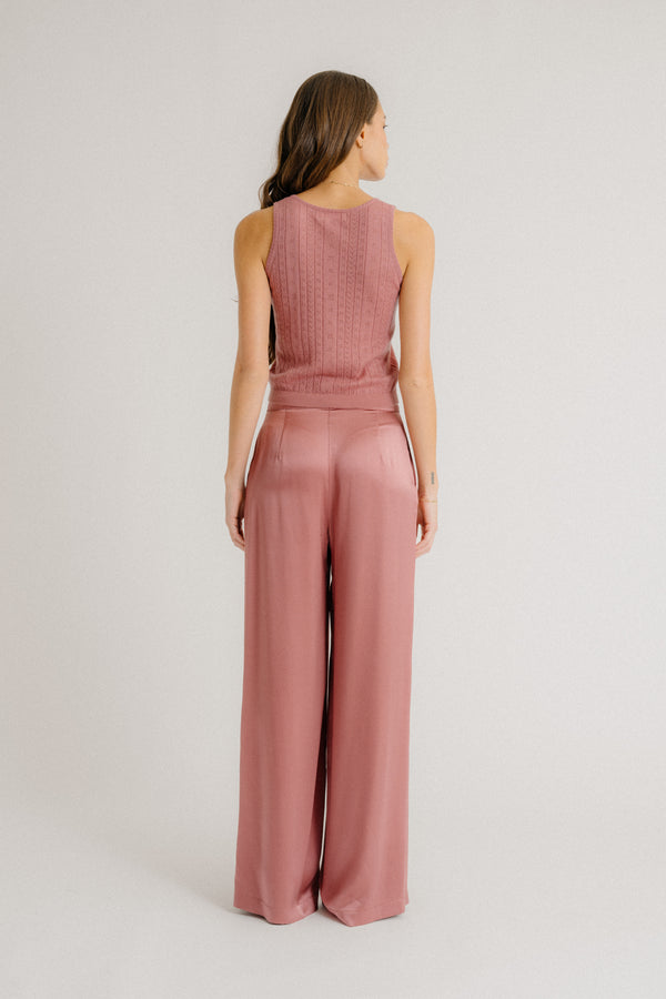 Sablyn BROOKLYN HIGH RISE DOUBLE PLEAT SILK TROUSER | DESERT BLOOM