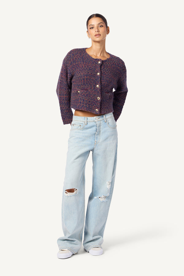 Sablyn CHARLENE CASHMERE CROPPED WELT POCKET JACKET | CIMARRON MULTI
