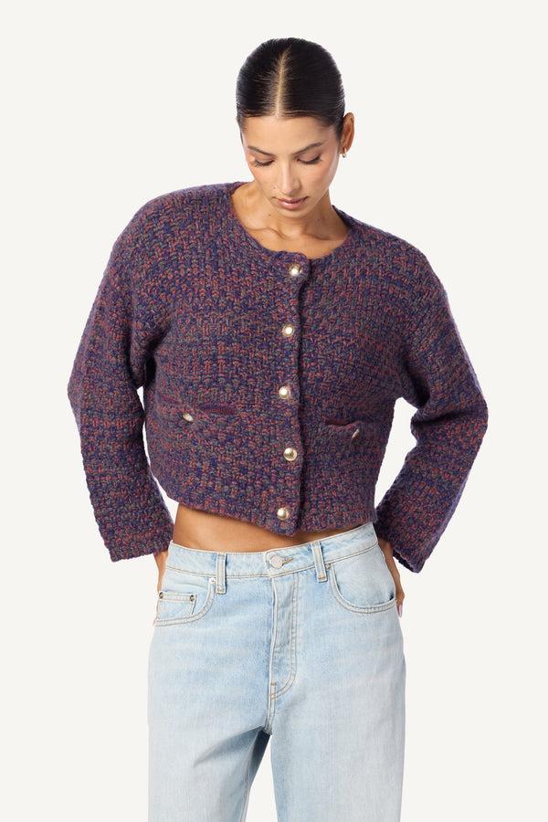 sablyn CHARLENE CASHMERE CROPPED WELT POCKET JACKET | CIMARRON MULTI