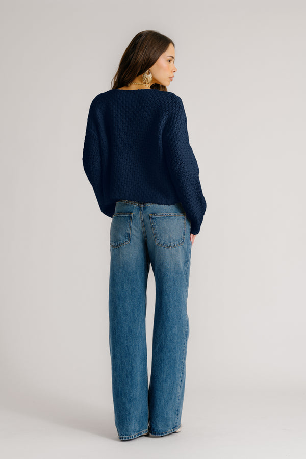 Sablyn CHARLENE CASHMERE CROPPED WELT POCKET JACKET | MIDNIGHT NAVY