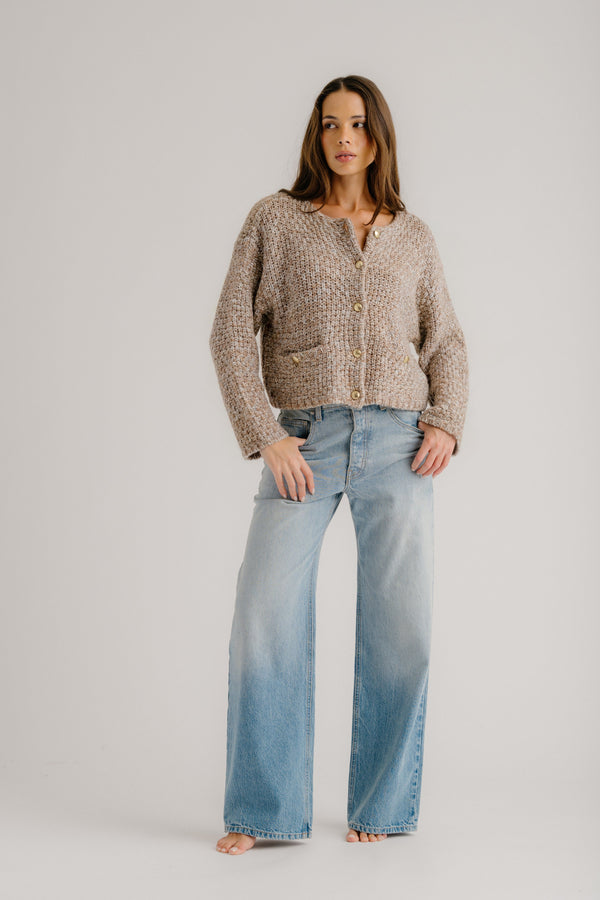Sablyn CHARLENE CASHMERE CROPPED WELT POCKET JACKET | PRAIRIE SAND MULTI