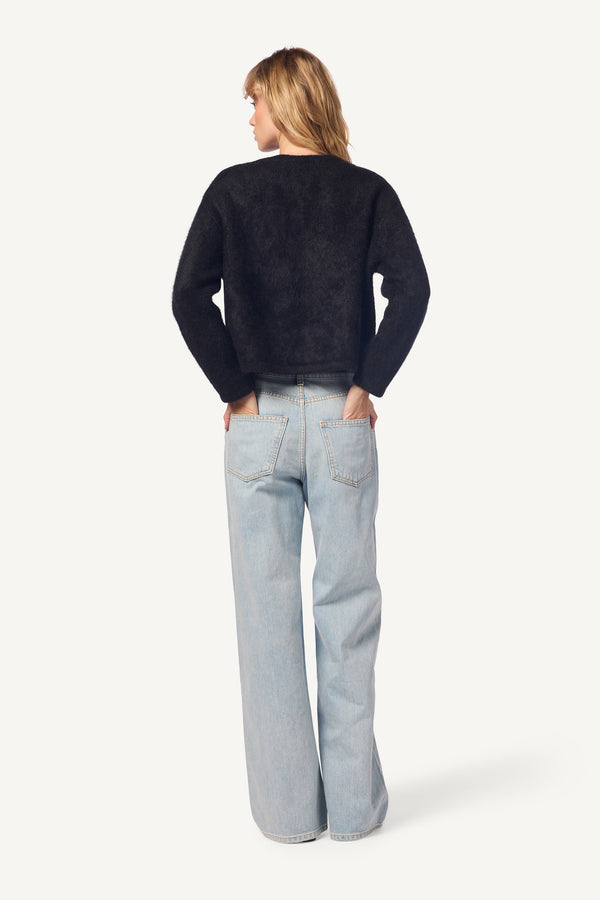 Sablyn CHARLENE CROPPED WELT POCKET BRUSHED CASHMERE JACKET | BLACK