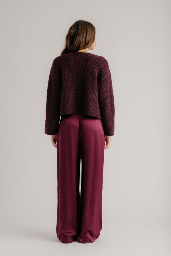 Sablyn CHARLENE CROPPED WELT POCKET CASHMERE JACKET | BORDEAUX MULTI