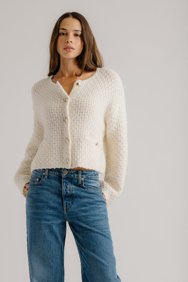 Sablyn CHARLENE CROPPED WELT POCKET CASHMERE JACKET | GARDENIA