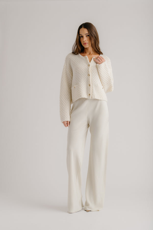 Sablyn CHARLENE CROPPED WELT POCKET CASHMERE JACKET | GARDENIA