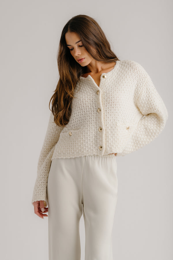 sablyn CHARLENE CROPPED WELT POCKET CASHMERE JACKET | GARDENIA