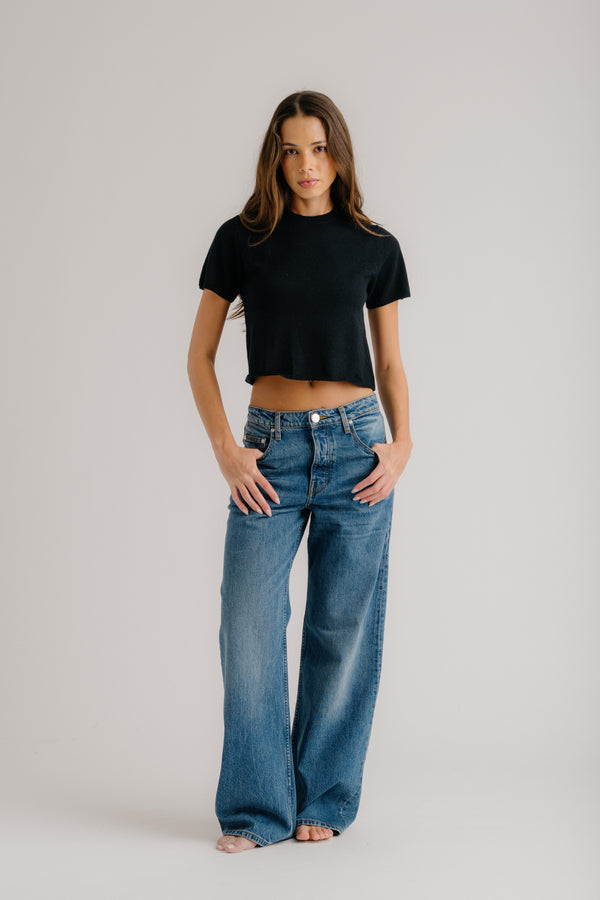 Sablyn CHARLESTON RELAXED CASHMERE CREWNECK TEE | BLACK