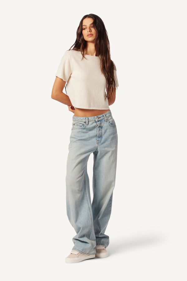 Sablyn CHARLESTON RELAXED CASHMERE CREWNECK TEE | GARDENIA
