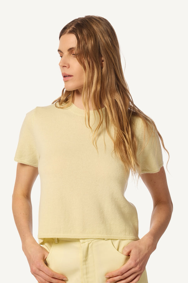 sablyn CHARLESTON RELAXED CASHMERE CREWNECK TEE | PALE CITRON