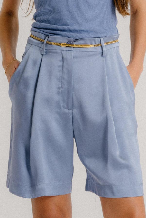 Sablyn EMERSON HIGH RISE PLEATED SILK SHORT | PERIWINKLE
