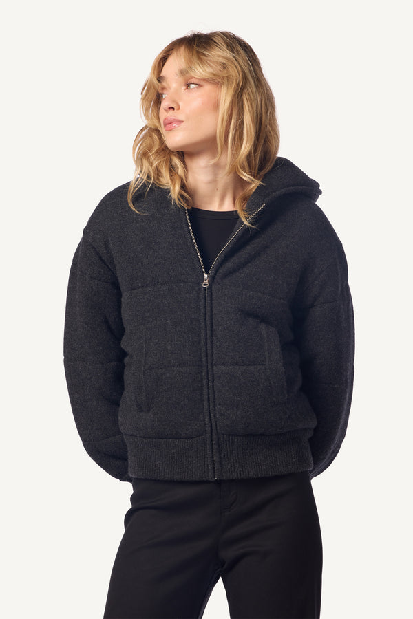 sablyn EVEREST QUILTED CASHMERE PUFFER WITH HOOD | ASPHALT CHARCOAL