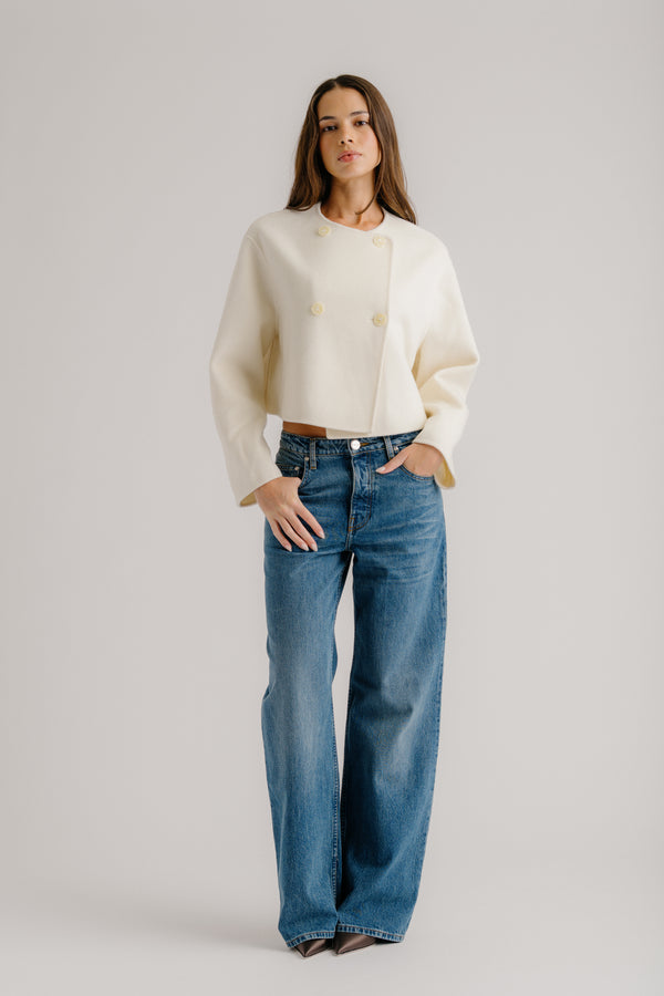 Sablyn FLOREN CROPPED DOUBLE BREASTED COAT | GARDENIA