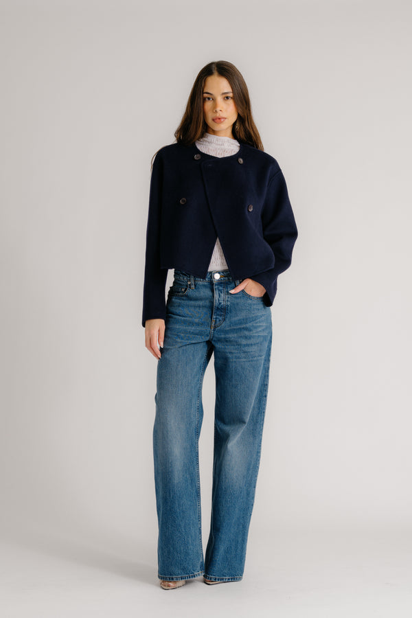 Sablyn FLOREN CROPPED DOUBLE BREASTED COAT | MIDNIGHT NAVY