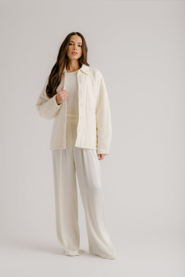 Sablyn IZZY FILLED RELAXED CASHMERE SHIRT JACKET | GARDENIA