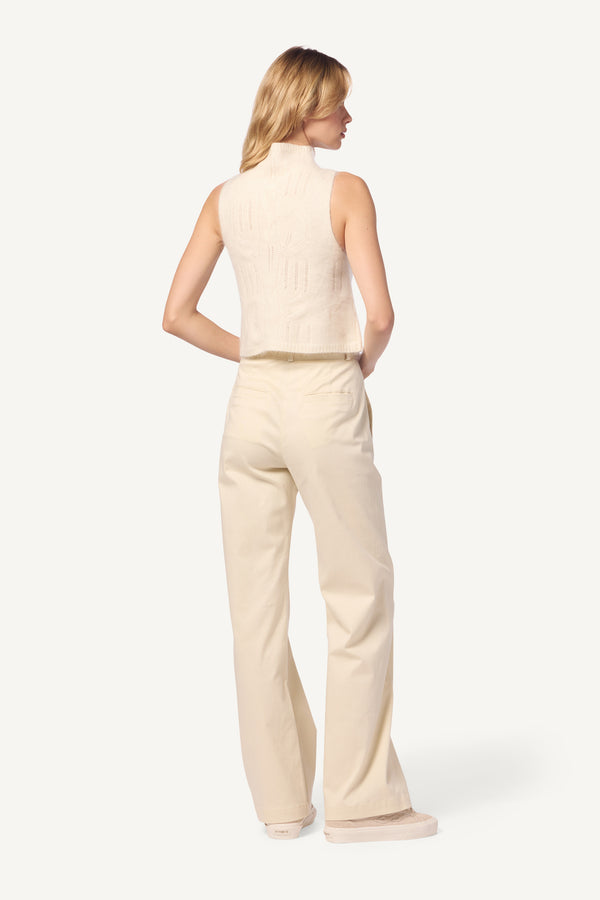 Sablyn LEELAND FLAT FRONT HIGH RISE TROUSER | GARDENIA