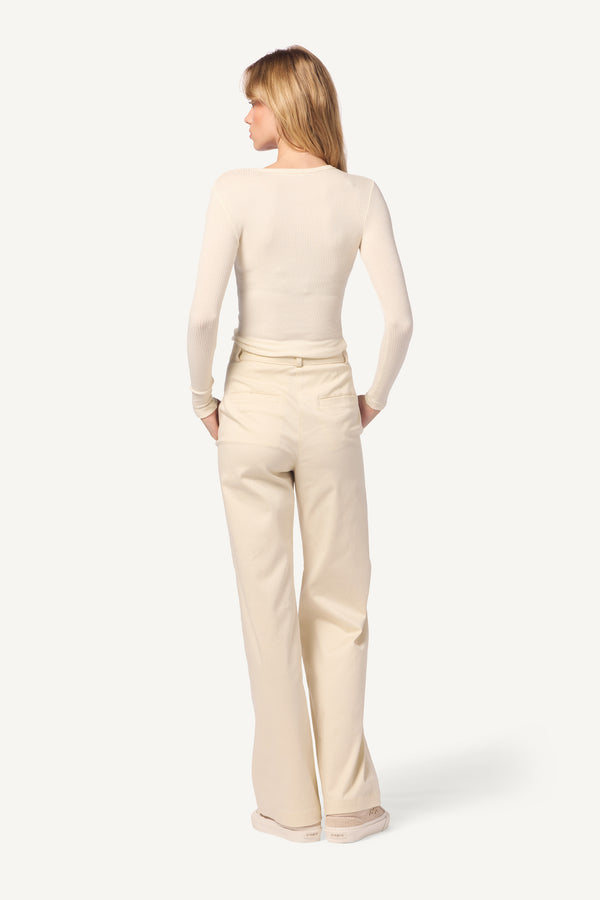 Sablyn LEELAND FLAT FRONT HIGH RISE TROUSER | GARDENIA
