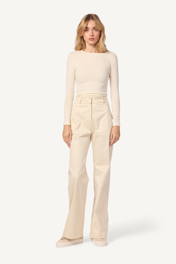 sablyn LEELAND FLAT FRONT HIGH RISE TROUSER | GARDENIA