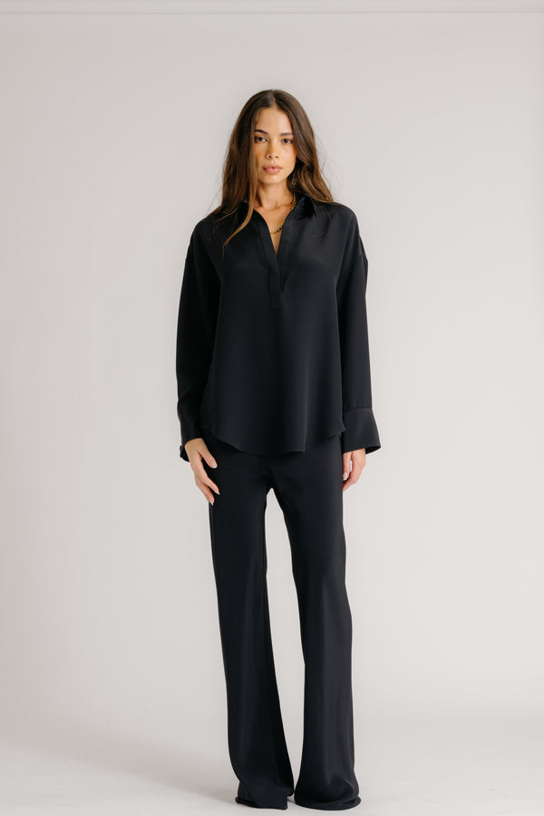 Sablyn ALANNA RELAXED POPOVER SHIRT | BLACK