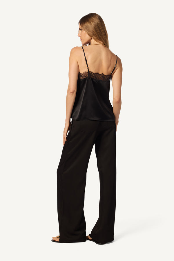 Sablyn BOBBI LACE TRIM V-NECK SILK CAMI | BLACK