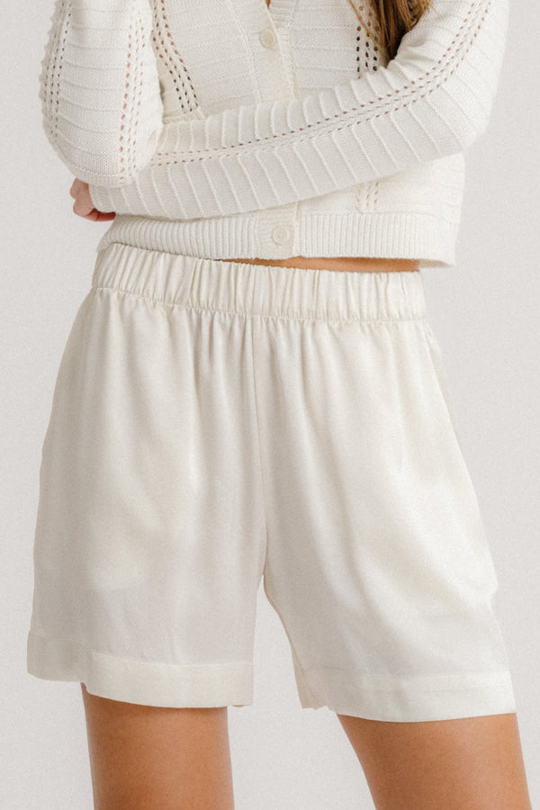 Sablyn BRYNN HIGH RISE PULL ON SILK SHORT | GARDENIA