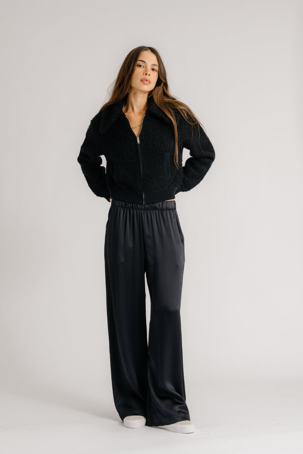 sablyn BRYNN WIDE LEG SILK PANT | BLACK