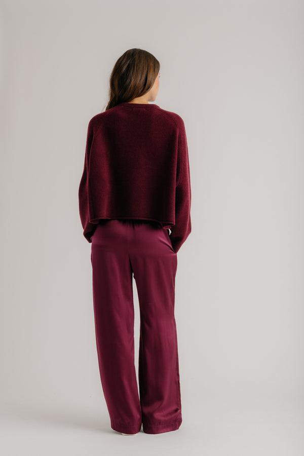 Sablyn BRYNN WIDE LEG SILK PANT | BORDEAUX