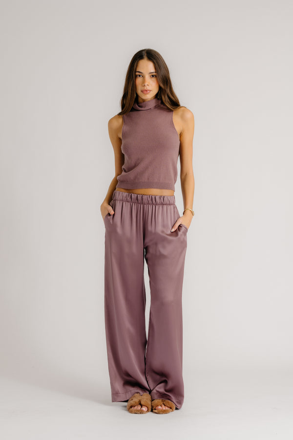 Sablyn BRYNN WIDE LEG SILK PANT| DUSTY VIOLET