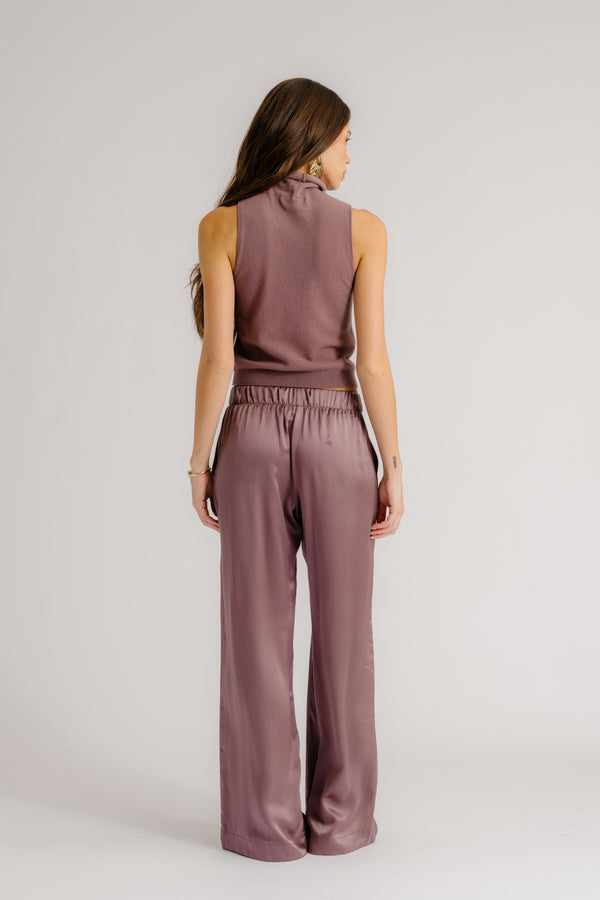 Sablyn BRYNN WIDE LEG SILK PANT| DUSTY VIOLET