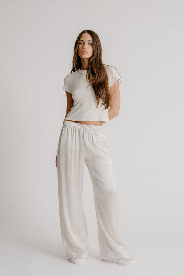Sablyn BRYNN WIDE LEG SILK PANT | GARDENIA