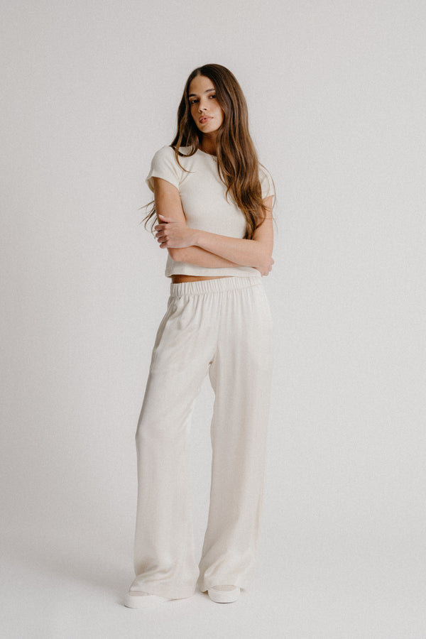 sablyn BRYNN WIDE LEG SILK PANT | GARDENIA
