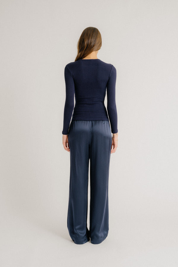 Sablyn BRYNN WIDE LEG SILK PANT | MIDNIGHT NAVY
